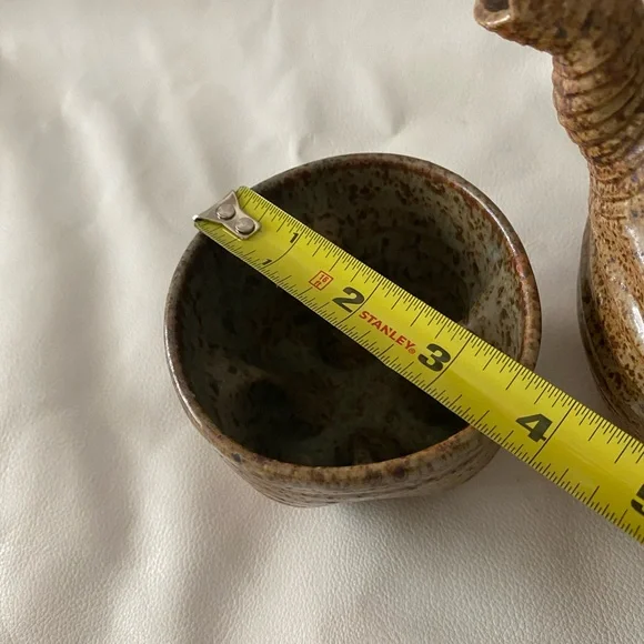 Mid Century 1970’s handmade stonewear Rustic Ceramic Teapot and Cup Set